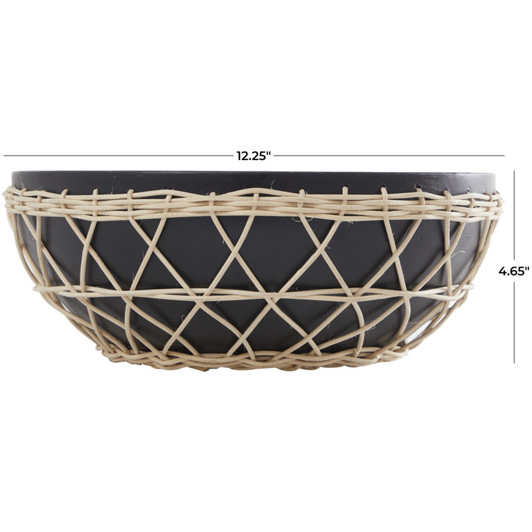 Neyla Black and Natural Handmade Mango Wood Decorative Bowl