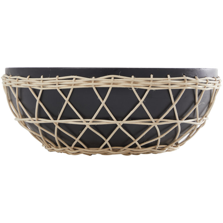Neyla Black and Natural Handmade Mango Wood Decorative Bowl