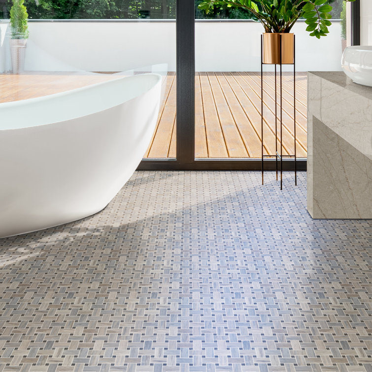 Angora Basketweave 12" x 12" Polished Marble Mosaic Tile