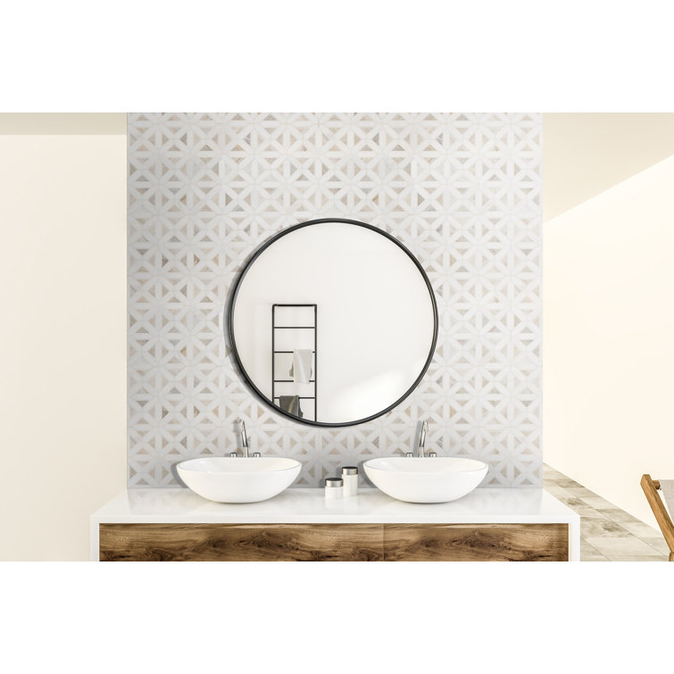Angora Geometric 12" x 12" Polished Marble Mosaic Tile
