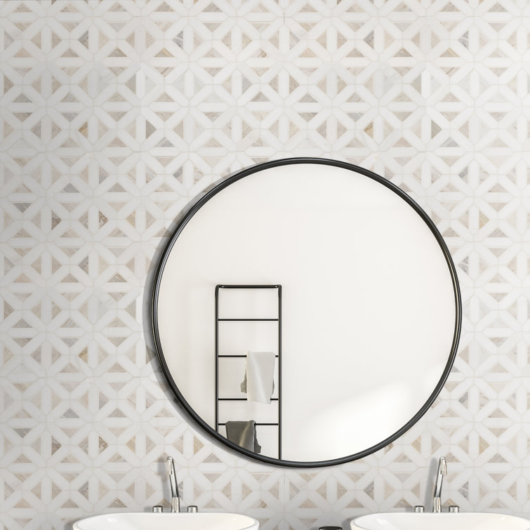 Angora Geometric 12" x 12" Polished Marble Mosaic Tile