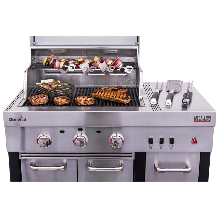 Stainless Steel 3-Burner Infrared Gas Grill with Storage