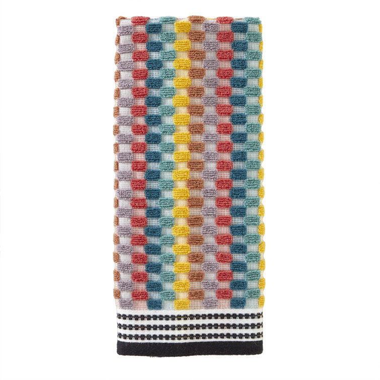 Multicolor Cotton Geometric Dobby Weave Hand Towel Set