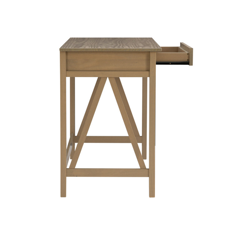 Rustic Driftwood Gray Wood Writing Desk with Drawer
