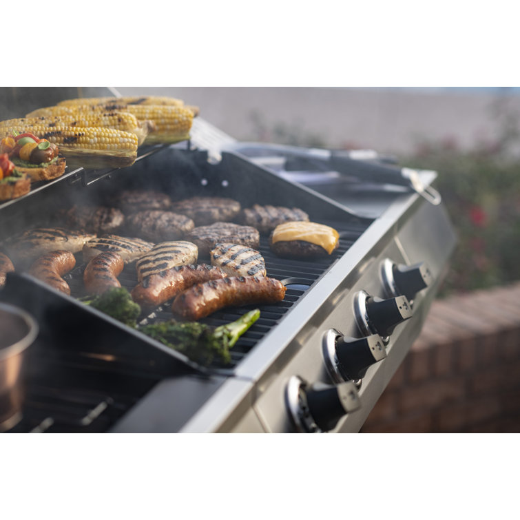 Stainless Steel 4-Burner Propane Gas Grill with Side Burner
