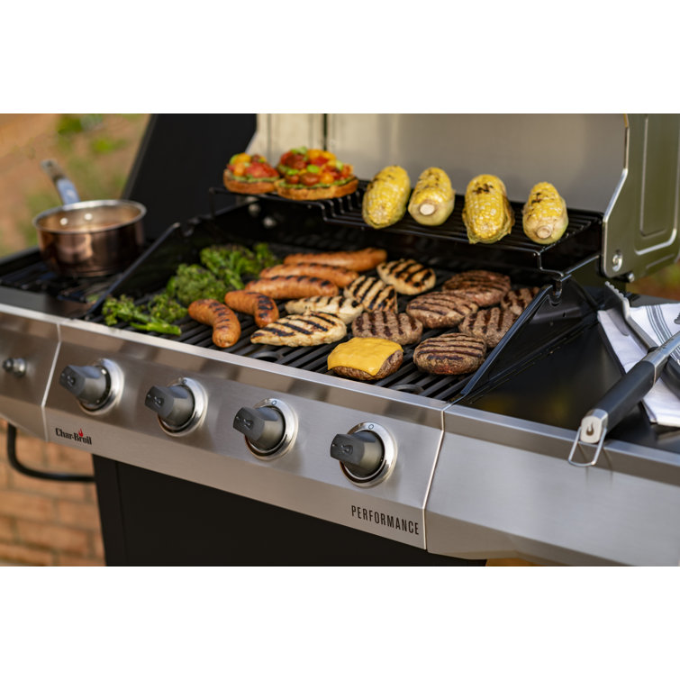 Stainless Steel 4-Burner Propane Gas Grill with Side Burner