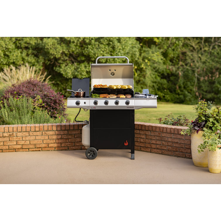 Stainless Steel 4-Burner Propane Gas Grill with Side Burner