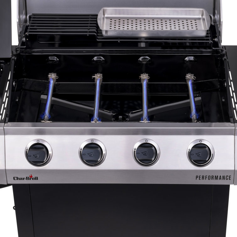 Stainless Steel 4-Burner Propane Gas Grill with Side Burner