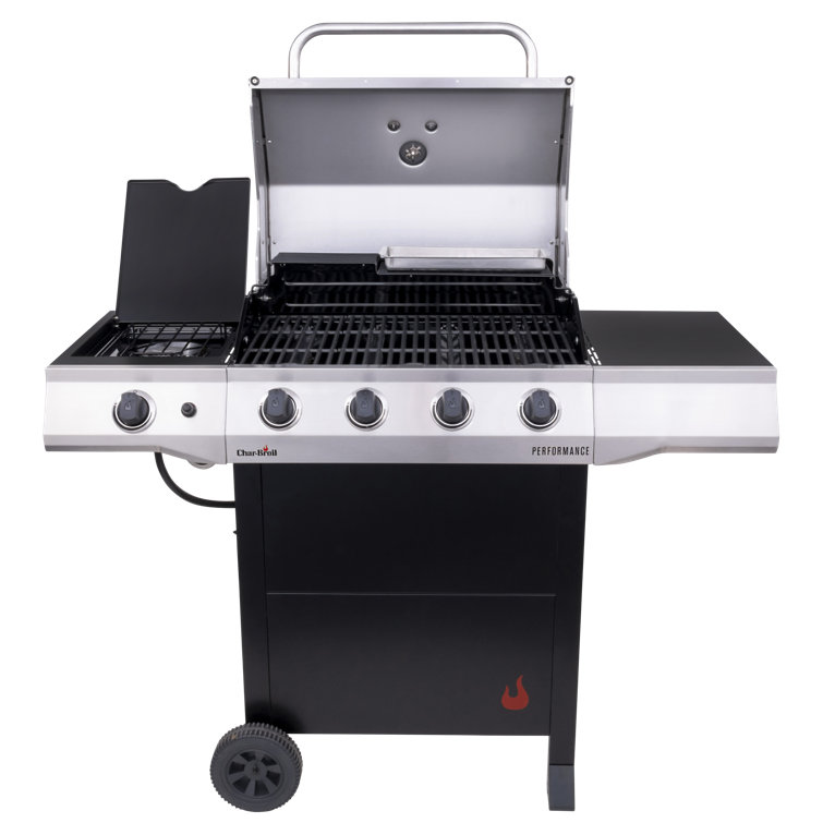 Stainless Steel 4-Burner Propane Gas Grill with Side Burner