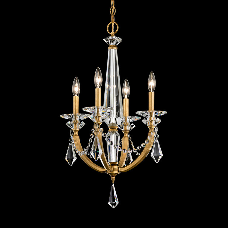 Mini Heirloom Gold Crystal 4-Light Plug-in Chandelier