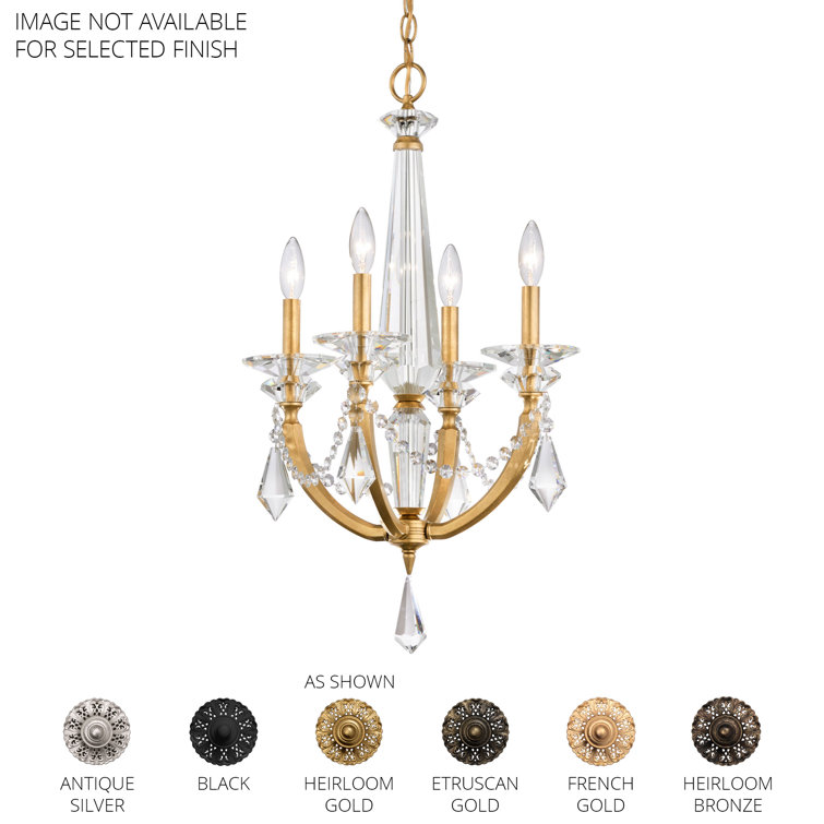 Black Mini 4-Light Crystal Chandelier with Clear Radiance