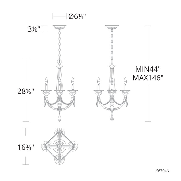 Black Mini 4-Light Crystal Chandelier with Clear Radiance