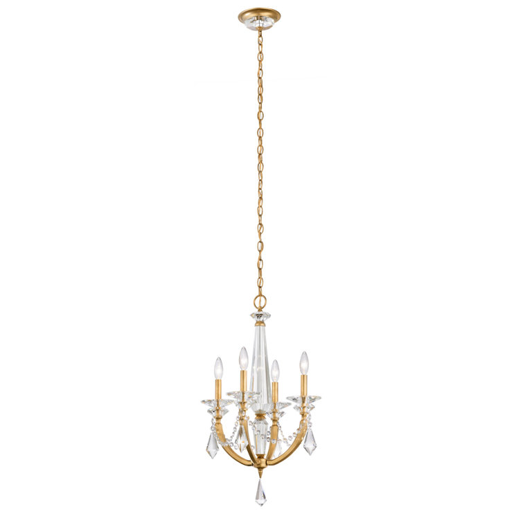 Mini Heirloom Gold Crystal 4-Light Plug-in Chandelier