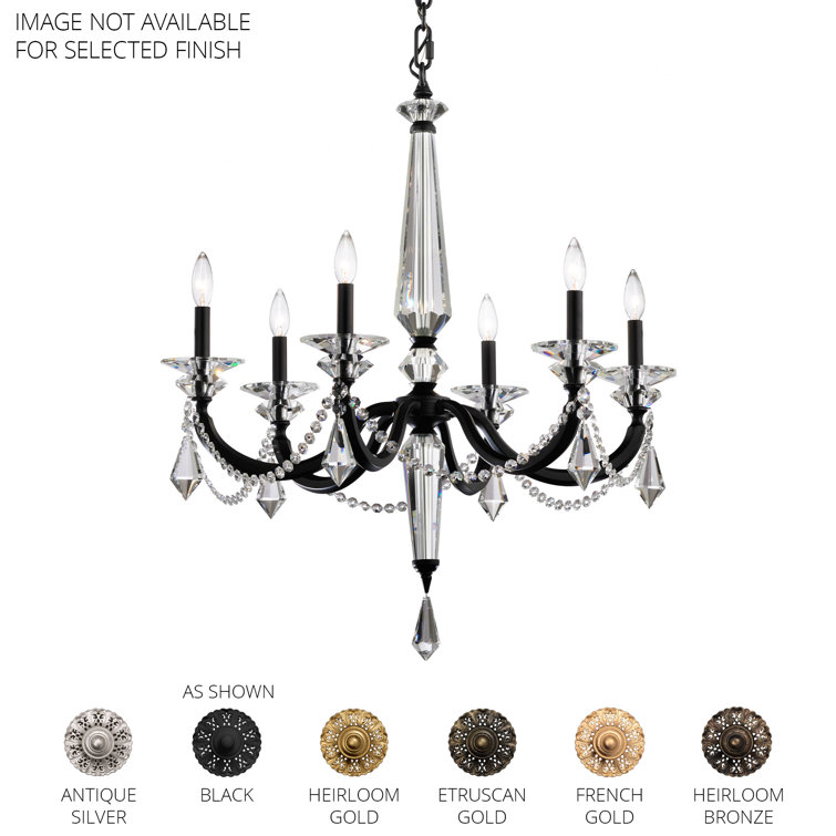 Black Aluminum 6-Light Chandelier with Clear Radiance Crystal