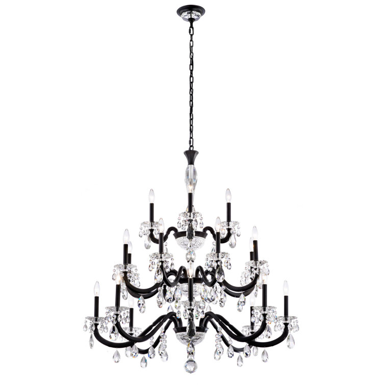 Black Crystal 20-Light Tiered Chandelier with Clear Radiance