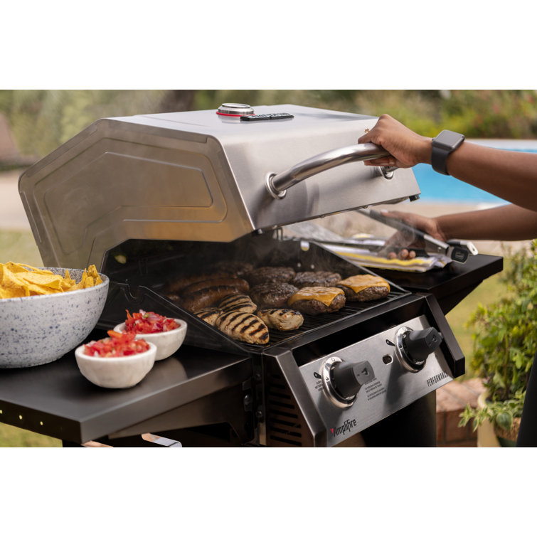 Black Stainless Steel 2-Burner Propane Gas Grill with Infrared