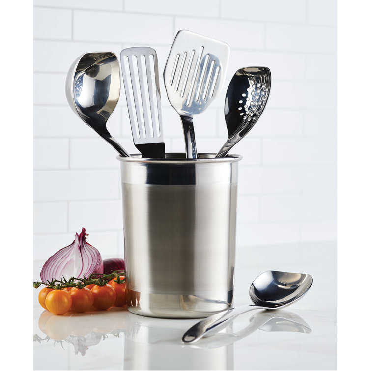 Stainless Steel 6-Piece Kitchen Tool Set with Crock