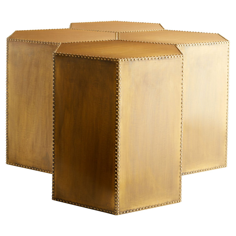 Hexagonal Brass Hammered Metal Accent Table