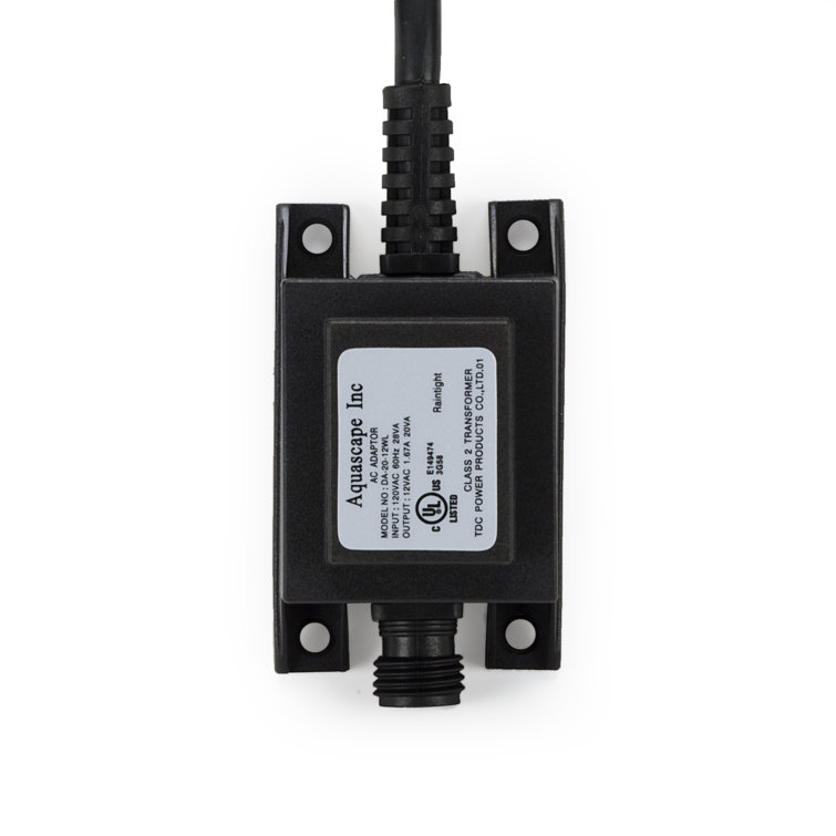 20W Black Weatherproof 12V AC Transformer with 6' Cord