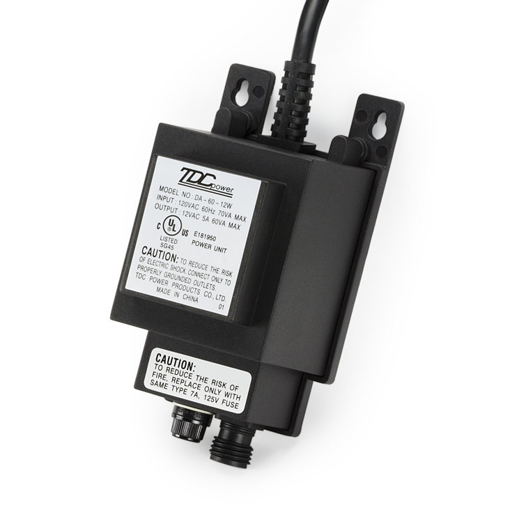 60W 12V Black Plug-In Landscape Lighting Transformer