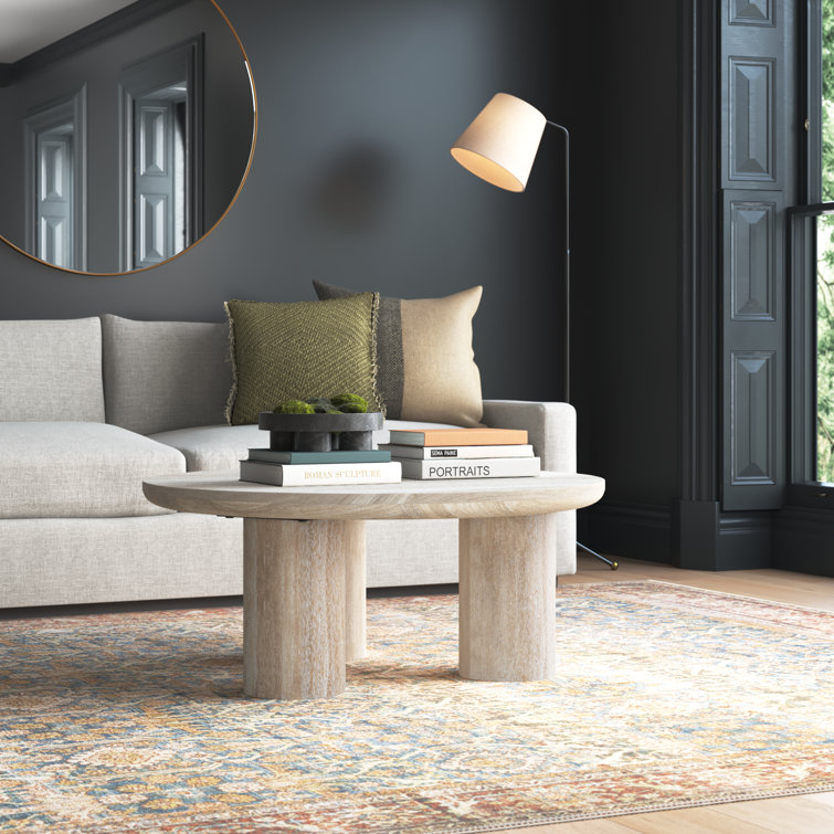 Beau 40" Round White Wash Mango Wood Coffee Table