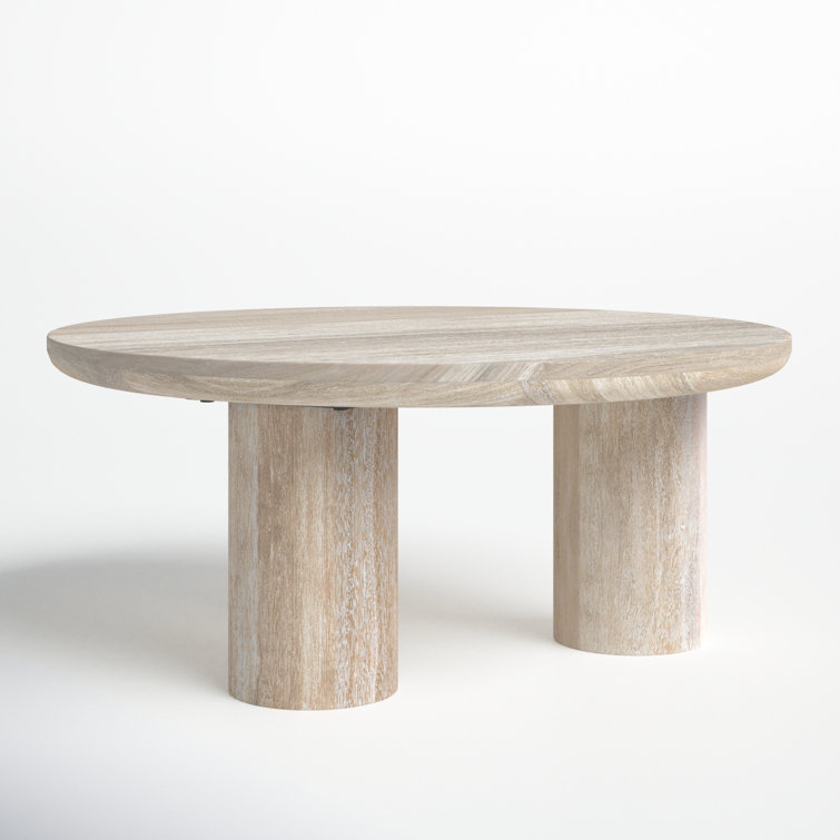 Beau 40" Round White Wash Mango Wood Coffee Table
