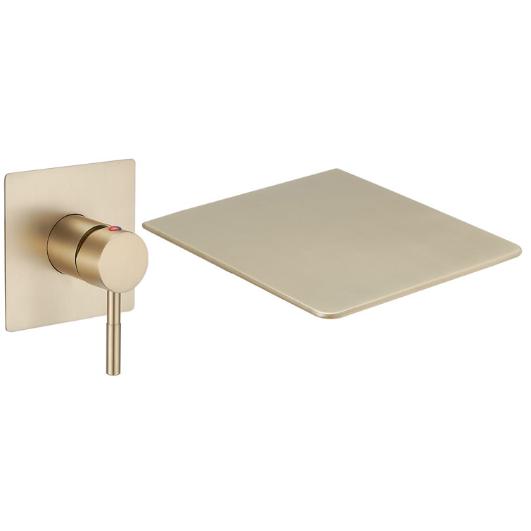 Brushed Gold Wall-Mount Single-Handle Bathroom Faucet with Shelf