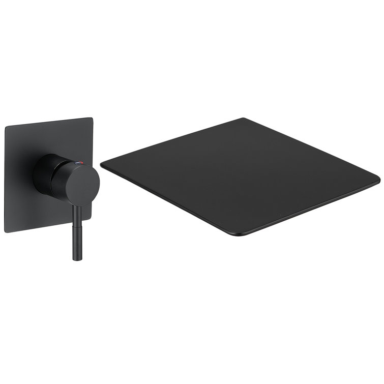 Matte Black Wall-Mounted Single-Handle Waterfall Bathroom Faucet