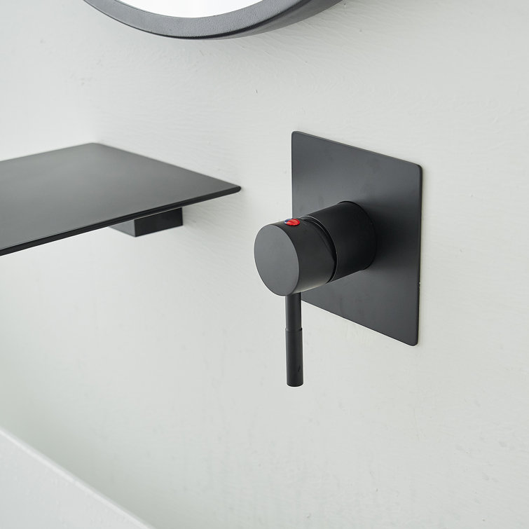 Matte Black Wall-Mounted Single-Handle Waterfall Bathroom Faucet