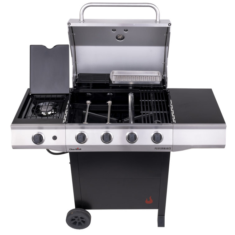Stainless Steel 4-Burner Propane Gas Grill with Side Burner
