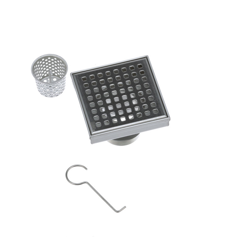 4" x 4" Stainless Steel Square Shower Drain with Grate