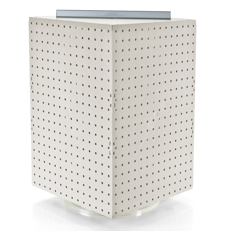 White Four-Sided Revolving Pegboard Display Stand, 20" Height