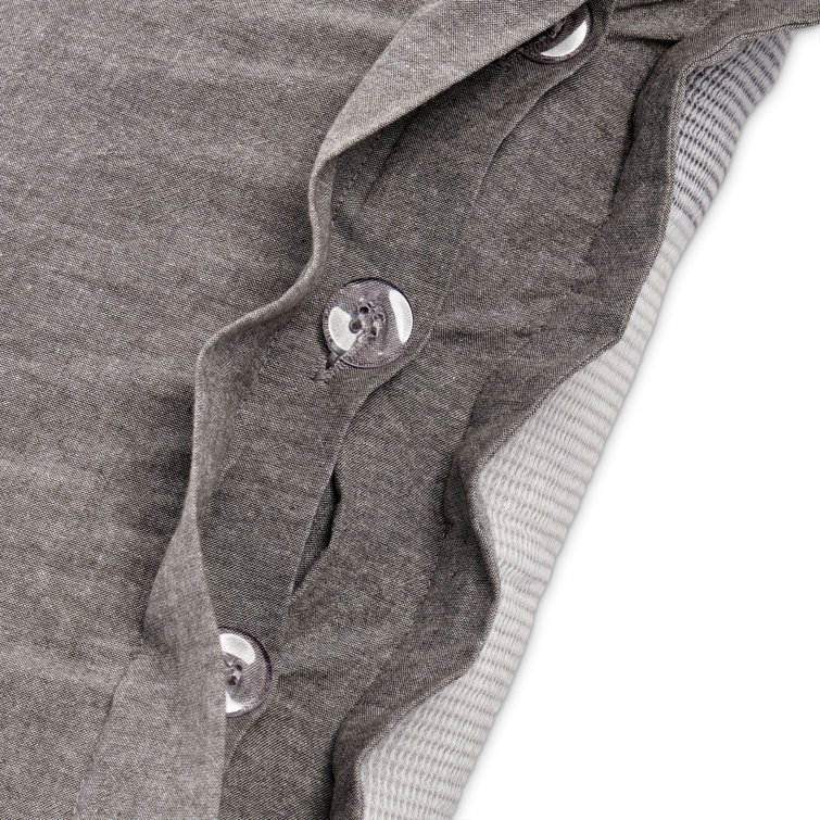 Gray Cotton Queen Size Striped Duvet Set