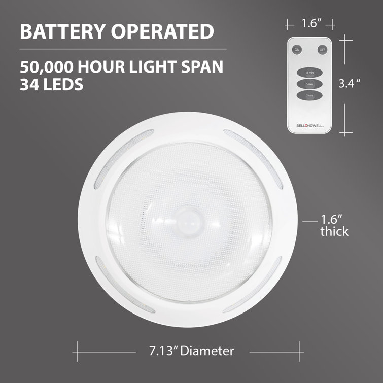 Bell+Howell 3500K Round White LED Wireless Ceiling Light with Remote