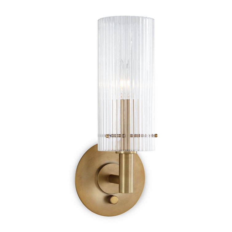 Natural Brass Dimmable Sconce with Clear Glass Shade