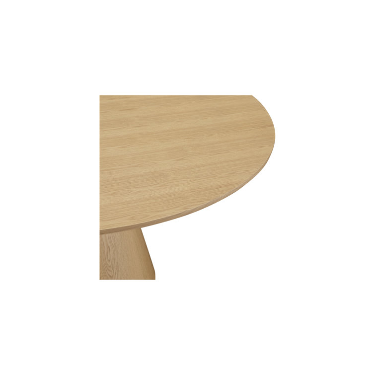 Round Oak Contemporary Dining Table with Flared Base