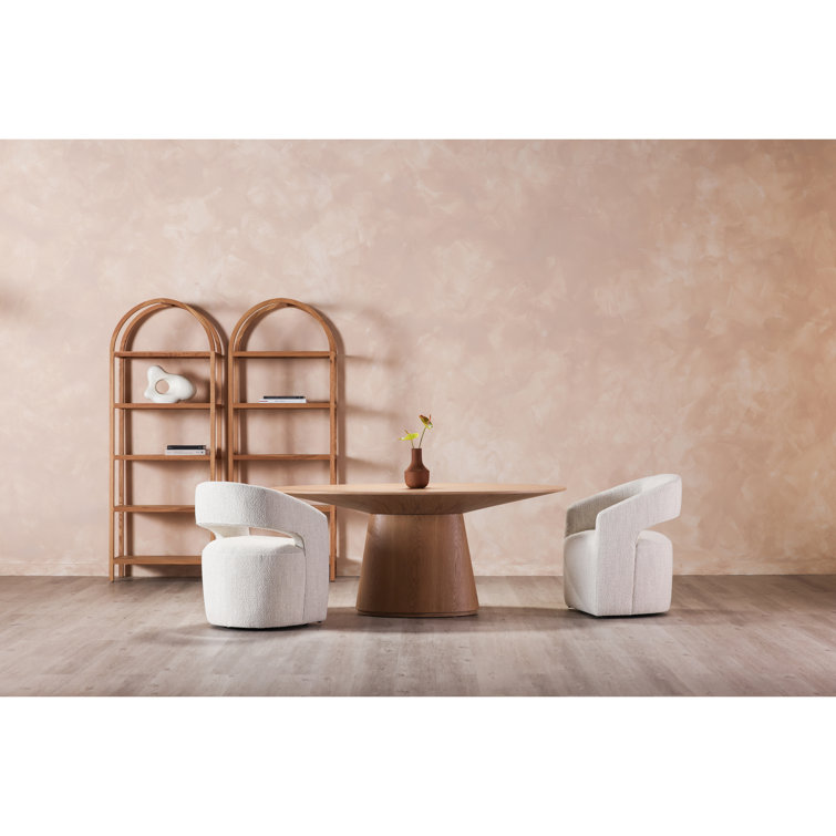 Natural Oak Round Dining Table with Flared Base