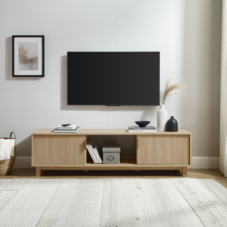 Coastal Oak Modern Fluted 2-Door TV Stand