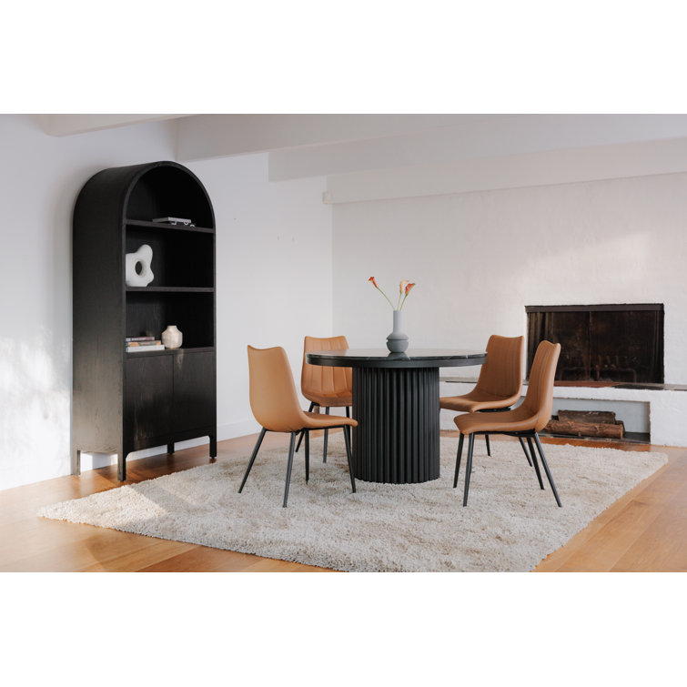 Black Oak Arched Display Cabinet with Shelving