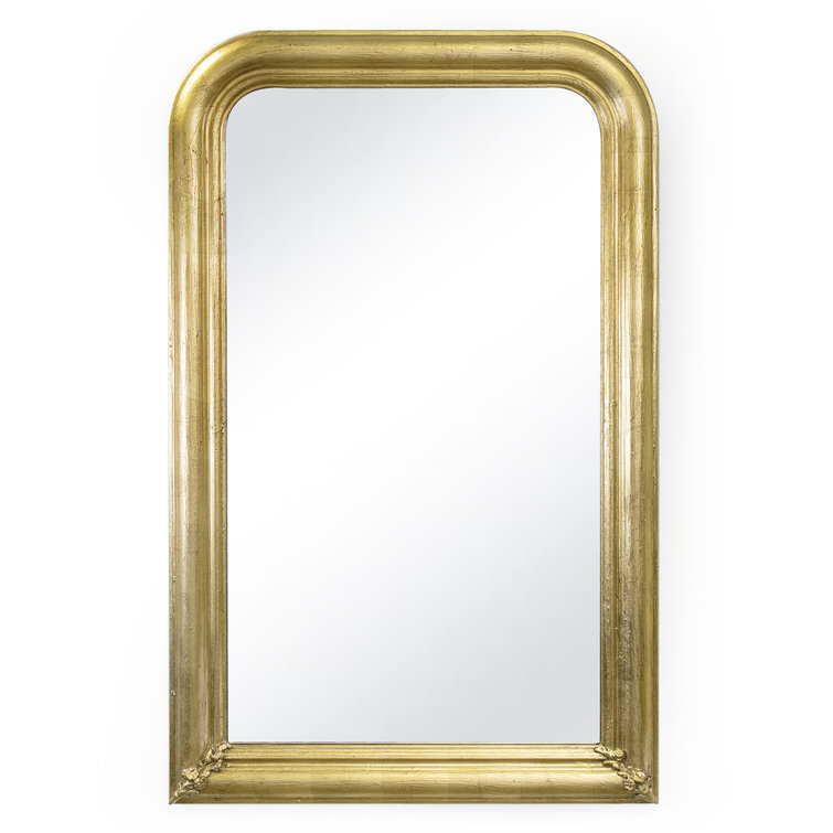 Gold Arched Rectangular Wood Accent Mirror