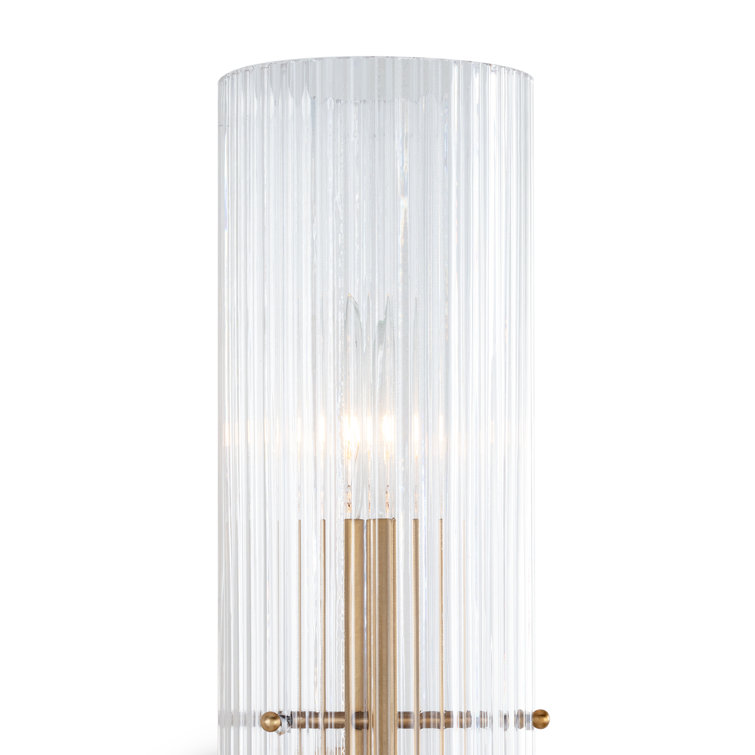 Natural Brass Dimmable Sconce with Clear Glass Shade