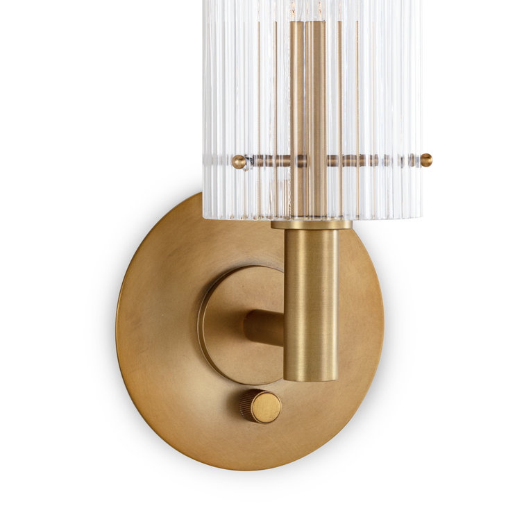 Natural Brass Dimmable Sconce with Clear Glass Shade
