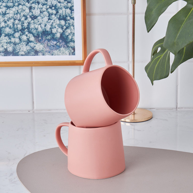 Terracotta Ceramic Minimalist Mug Set, 12 oz, Set of 6