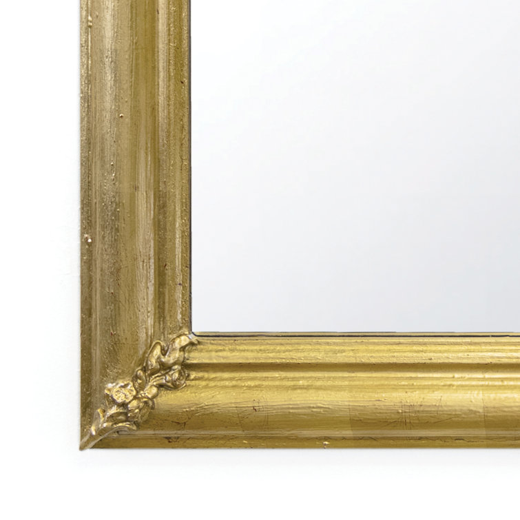 Gold Arched Rectangular Wood Accent Mirror
