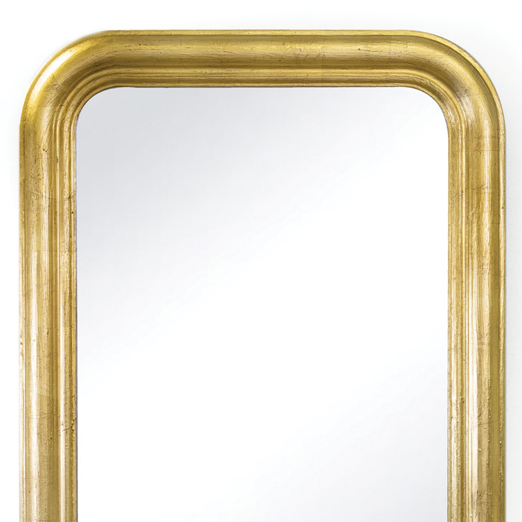 Gold Arched Rectangular Wood Accent Mirror