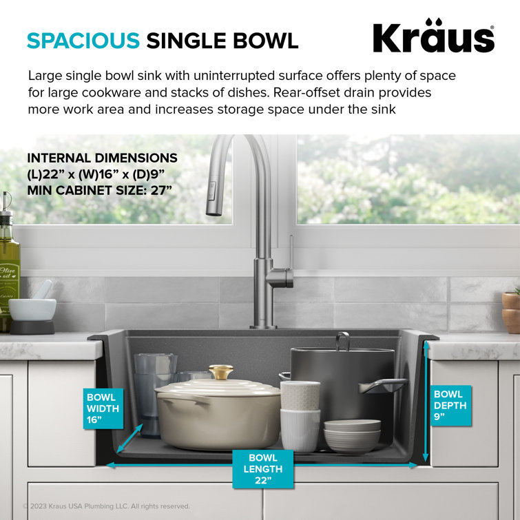 KRAUS Bellucci 25" Metallic Brown Granite Composite Workstation Sink