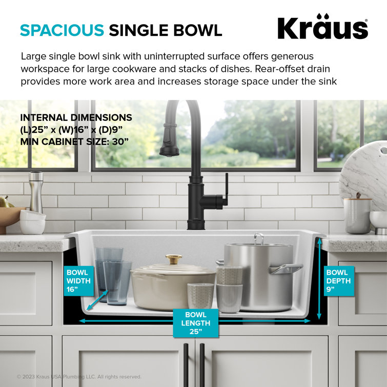 KRAUS Bellucci 25" Metallic Brown Granite Composite Workstation Sink