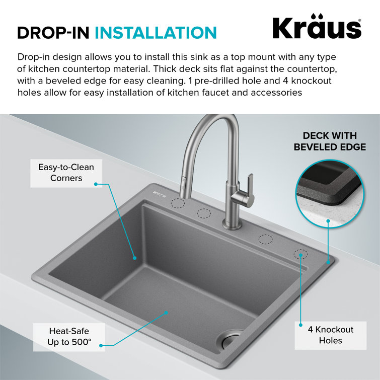 KRAUS Bellucci 25" Metallic Brown Granite Composite Workstation Sink