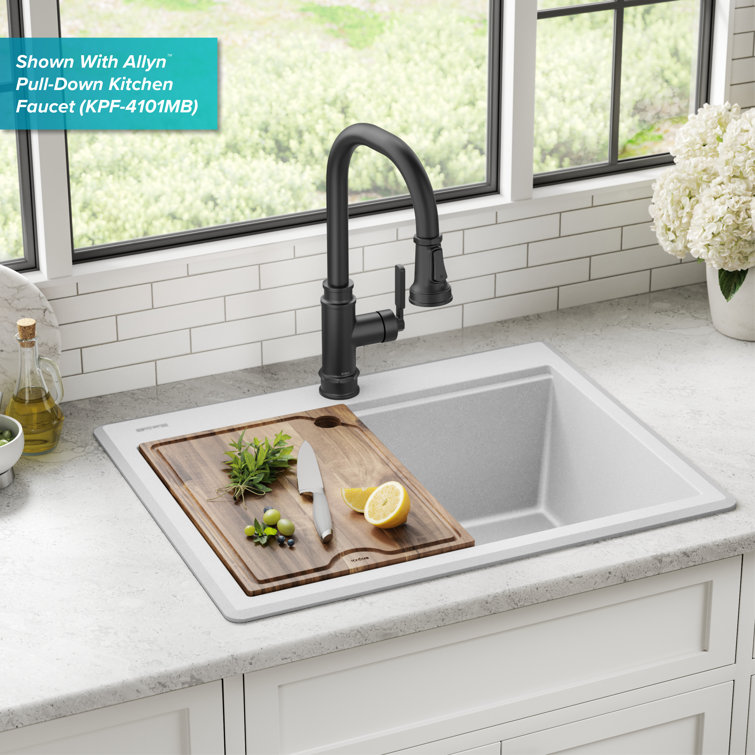 White Granite Composite Single Bowl Kitchen Sink with Accessories