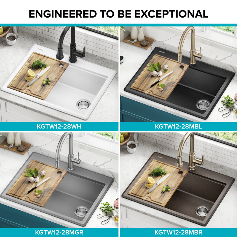 Bellucci Metallic Black Granite Composite Single Bowl Kitchen Sink